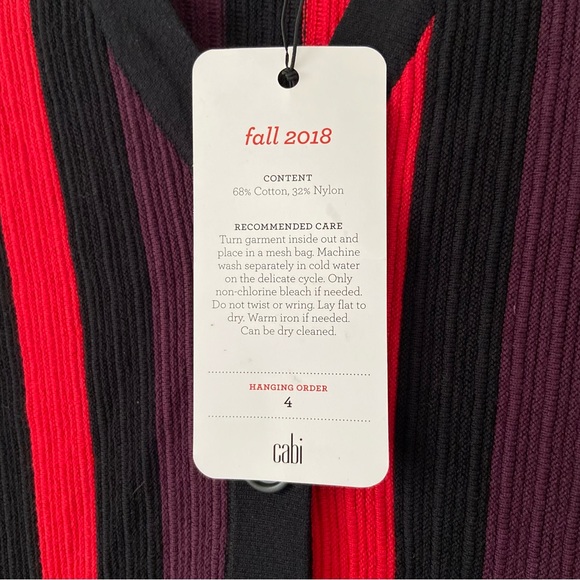 CAbi• royal pullover purple red black striped king sleeve sweater women’s medium - Picture 13 of 16
